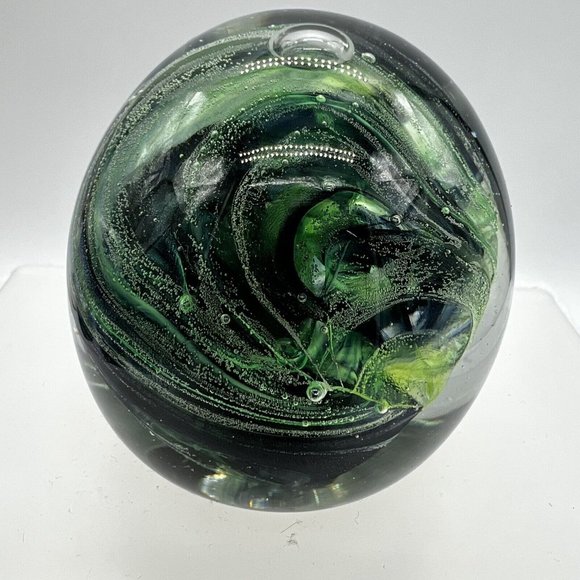 Kerry Glass Green Paperweight Guaranteed Irish Pontic And Labels - Picture 2 of 5